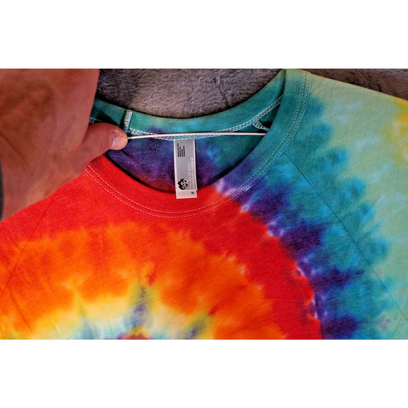 50 50 Shirt Women’s Tie Dye Top Medium Cotton Handmade Colorful - Picture 6 of 9